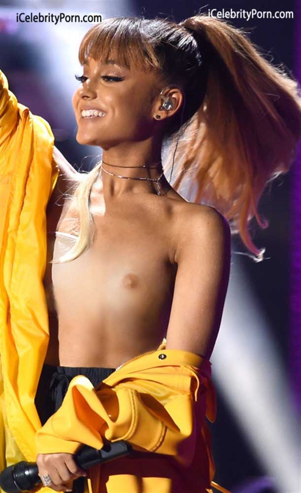 Ariana Grande desnuda y sudada-fotos-x-concierto-descuido-de-sus-tetas-pequeñas
